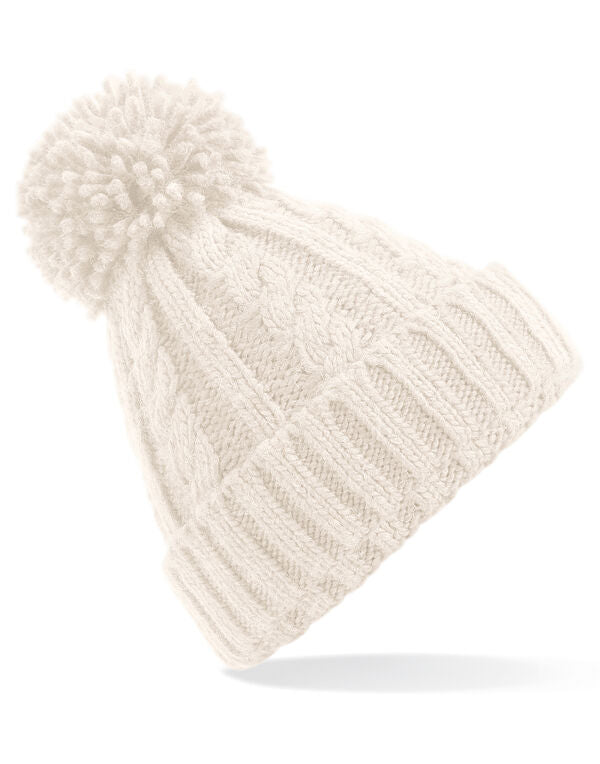 Beechfield Cable Knit Melange Beanie | Unisex | Heavyweight | Pom-Pom | 6 Colours | One Size