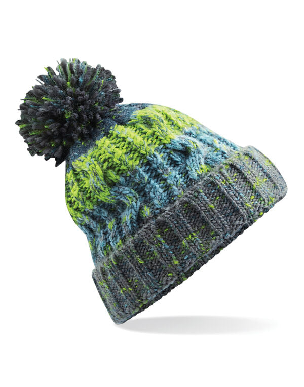 Beechfield Corkscrew Pom Pom Beanie | Unisex | Heavyweight Cable Knit | 15 Colours | One Size