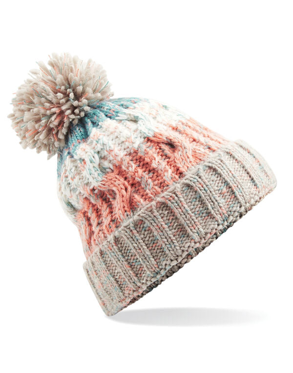 Beechfield Corkscrew Pom Pom Beanie | Unisex | Heavyweight Cable Knit | 15 Colours | One Size