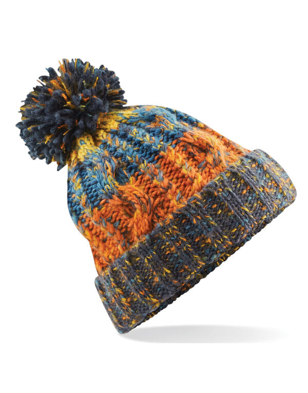 Beechfield Corkscrew Pom Pom Beanie | Unisex | Heavyweight Cable Knit | 15 Colours | One Size