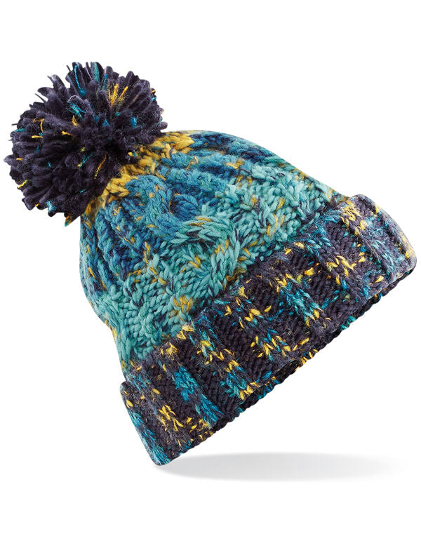 Beechfield Corkscrew Pom Pom Beanie | Unisex | Heavyweight Cable Knit | 15 Colours | One Size