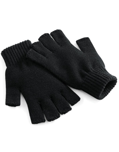 Beechfield Fingerless Gloves | Unisex | Ribbed Cuffs | Black or Grey | S-XL