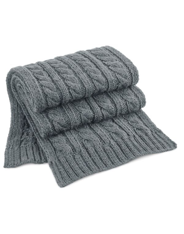 Beechfield Cable Knit Melange Scarf | Unisex | Heavyweight | Chunky | 4 Colours | One Size - Scarf - Logo Free Clothing
