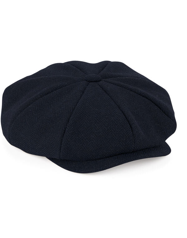 Beechfield Heritage Baker Boy Cap | Unisex | Herringbone | Fully Lined | Navy or Grey | S-XL