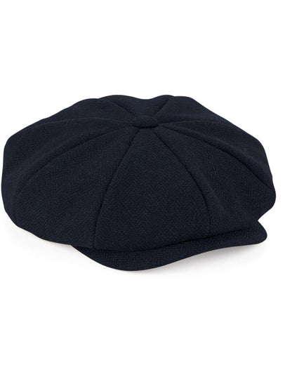 Beechfield Heritage Baker Boy Cap | Unisex | Herringbone | Fully Lined | Navy or Grey | S-XL