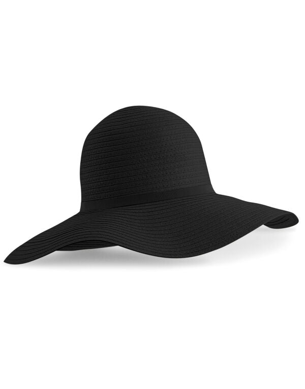 Beechfield Marbella Wide-Brimmed Sun Hat | Unisex | Natural or Black | One Size