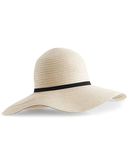 Beechfield Marbella Wide-Brimmed Sun Hat | Unisex | Natural or Black | One Size