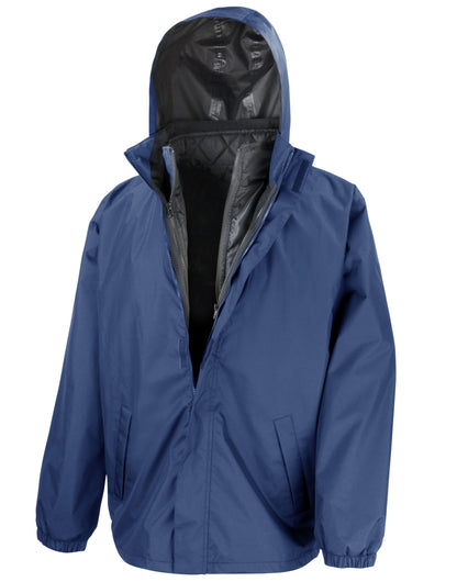 Result Core 3-In-1 Jacket with Bodywarmer | Unisex | Waterproof | Hood | Navy or Black | XS-4XL