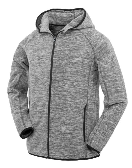 Spiro Fitness Mens Microfleece Hoodie | Lightweight Full Zip Hoodie | Grey Marl | S-3XL - Hoodie - Logo Free Clothing