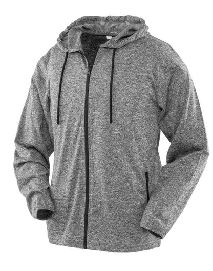 Spiro Fitness Ladies Hooded Tee-Jacket | Lightweight Full Zip Hoodie | Grey Marl | XS-2XL - Hoodie - Logo Free Clothing