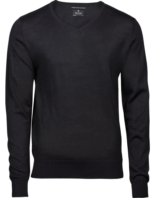 Tee Jays Mens V Neck Knitted Sweater | Merino Blend | Pullover | 3 Colours | S-3XL - Knitwear - Logo Free Clothing