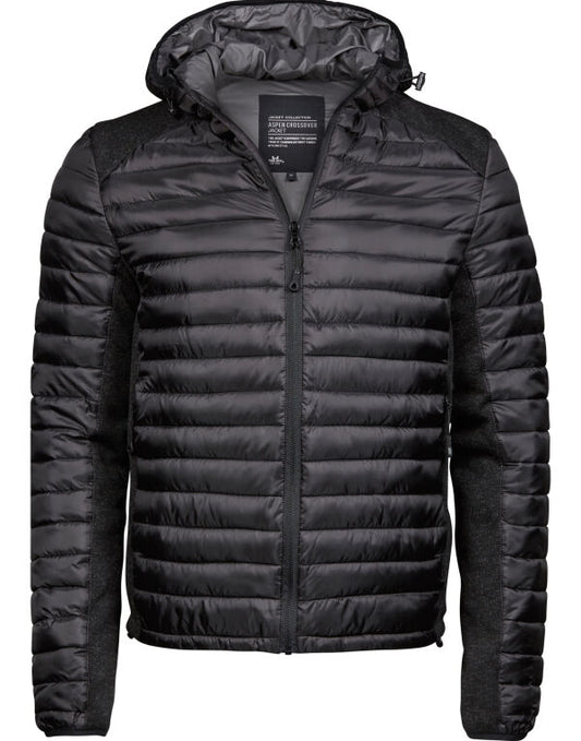 Tee Jays Mens Hooded Outdoor Crossover Jacket | Showerproof Hooded Puffer | 3 Colours | S-3XL - Summer Jacket - Logo Free Clothing