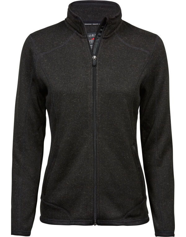 Tee Jays Ladies Outdoor Fleece | Melange Fabric | Stylish Details | Black or Grey | S-3XL - Fleece - Logo Free Clothing