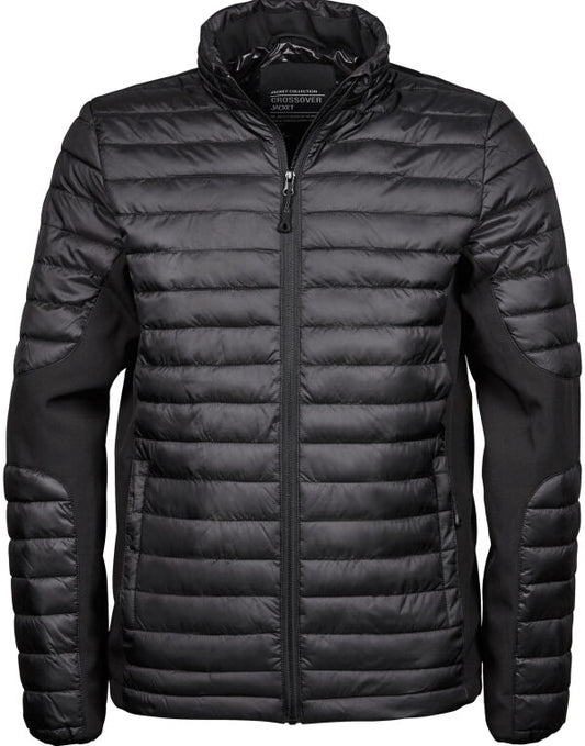 Tee Jays Mens Crossover Jacket | Showerproof Puffer | Softshell Panels | Black or Grey | S-4XL - Summer Jacket - Logo Free Clothing