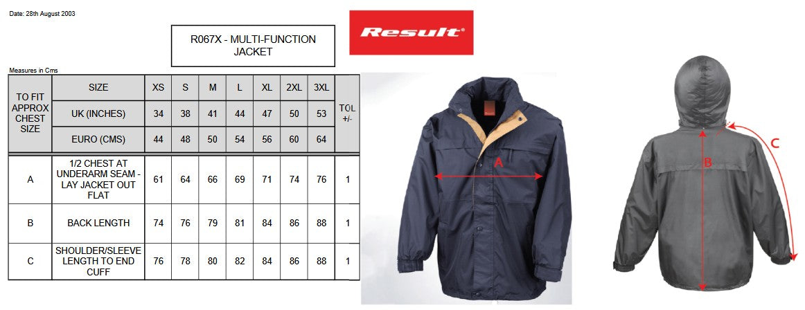 Result Multi-Function Jacket | Unisex | Waterproof | Windproof | Concealed Hood | Padded | 3 Colours | XS-3XL