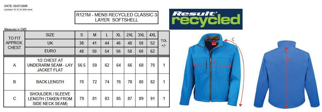 Result Men's Recycled Classic 3-Layer Softshell | Waterproof | Windproof | 7 Colours | S-4XL