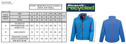 Result Men's Recycled Classic 3-Layer Softshell | Waterproof | Windproof | 7 Colours | S-4XL