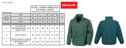 Result Men's Osaka Combed Pile Softshell Jacket | Waterproof | Windproof | Navy or Black | S-3XL
