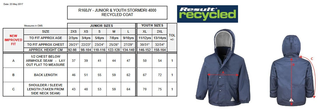 Result Junior Stormdri Jacket | Unisex | Recycled | Waterproof | Windproof | Hood | 8 Colours | Ages 2-14