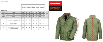 Result Urban Cheltenham Gold Jacket | Unisex | Padded | Quilted | Windproof | Fleece Lined | 2 Colours | XS-3XL