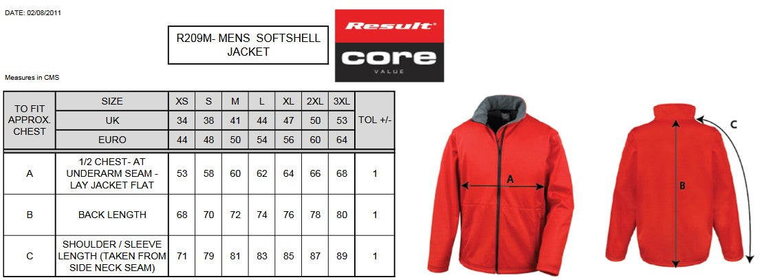 Result Core Men's Softshell Jacket | Waterproof | Breathable | 3-Layer | Windproof | 3 Colours | XS-3XL