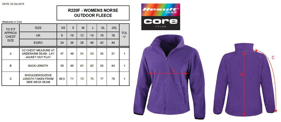 Result Core Ladies Norse Outdoor Fleece | Breathable | Windproof | Full Zip | 6 Colours | XS-2XL
