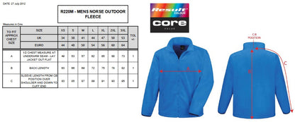 Result Core Men's Norse Outdoor Fleece | Breathable | Windproof | Full Zip | Easy Care | 7 Colours | XS-3XL