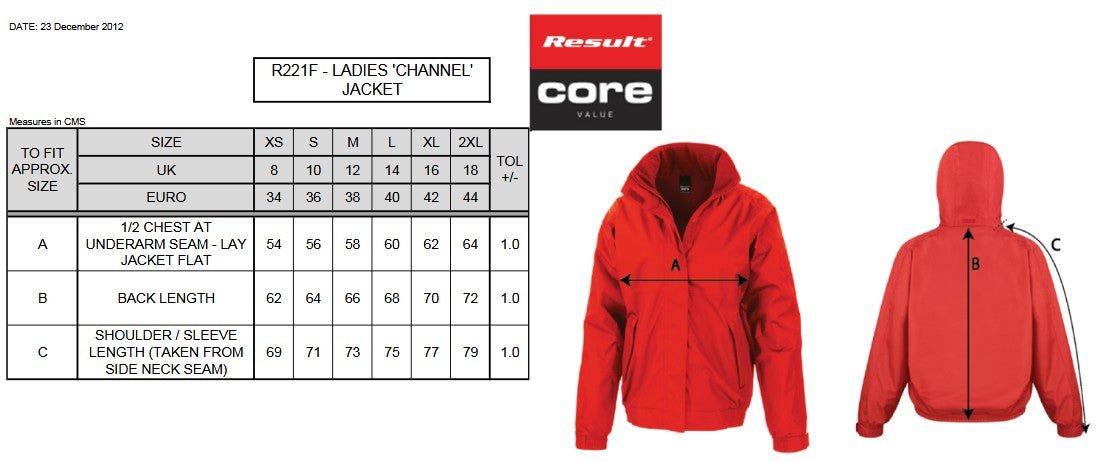 Result Core Ladies Channel Jacket | Padded | Fleece Lined | Waterproof | Hood | 4 Colours | XS-2XL