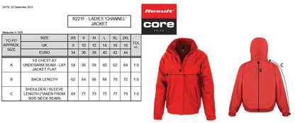Result Core Ladies Channel Jacket | Padded | Fleece Lined | Waterproof | Hood | 4 Colours | XS-2XL