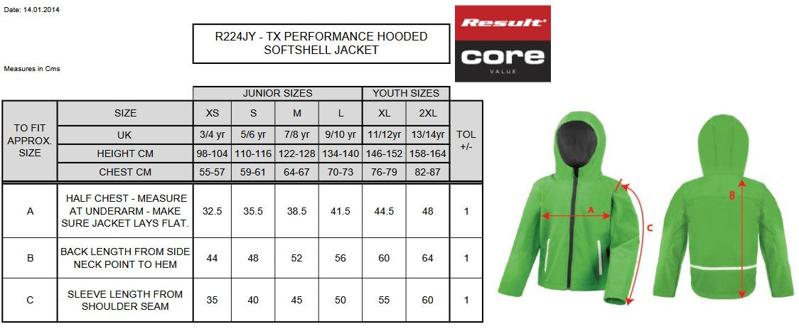 Result Core Junior Hooded Softshell Jacket | Waterproof 8000mm | Recycled | Windproof | 6 Colours | Ages 5-14