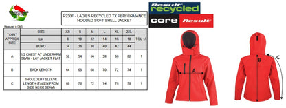 Result Core Ladies Peformance Hood Softshell Jacket | Recycled | Waterproof | Breathable | 4 Colours | XS-2XL