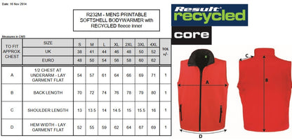 Result Core Men's Softshell Bodywarmer | Recycled Fleece Lined | Windproof | 10 Colours | S-4XL