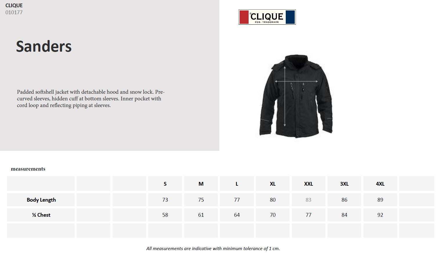 Clique Sanders Mens Padded Softshell Jacket | Waterproof | Winter Sports | 2 Colours | S-4XL - Winter Jacket - Logo Free Clothing