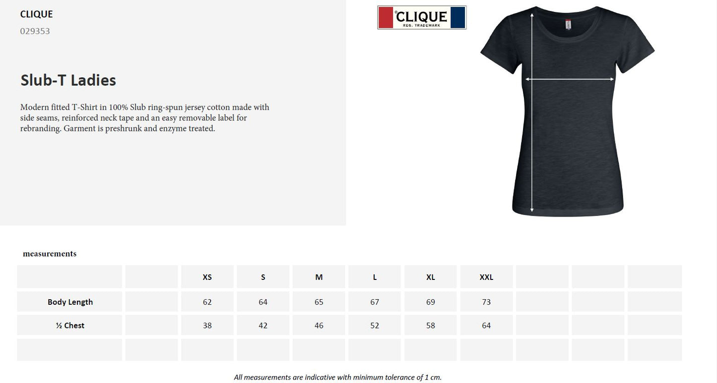 Clique Slub Ladies T-Shirt | Ringspun Cotton | Pre-Shrunk | Super Soft | 4 Colours | XS-2XL - Tee Shirt - Logo Free Clothing