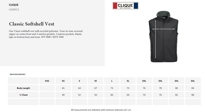 Clique Basic Softshell Mens Gilet | Showerproof | 5 Pockets | Microfleece | 9 Colours | XS-5XL