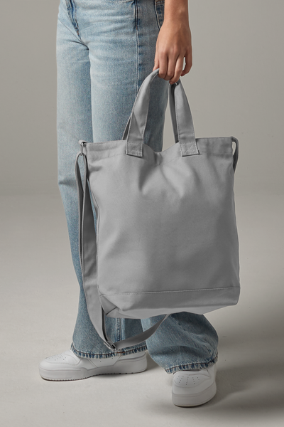 BagBase Canvas Day Bag | Tote Bag | 15 Litre Capacity | Adjustable Strap | Grey or Black | One Size