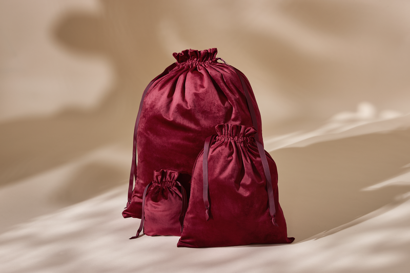 BagBase Velvet Recycled Gift Bag | 1 to 25 Litres Capacity | Ribbon Closure | 3 Colours | S-L