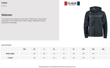 Clique Webster Lightweight Jacket | Unisex | Hooded | Waterproof | 4 Colours | XS-3XL