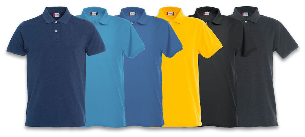 Clique Premium Mens Stretch Polo Shirt. 12 Colours XS-4XL - Polo Shirt - Logo Free Clothing