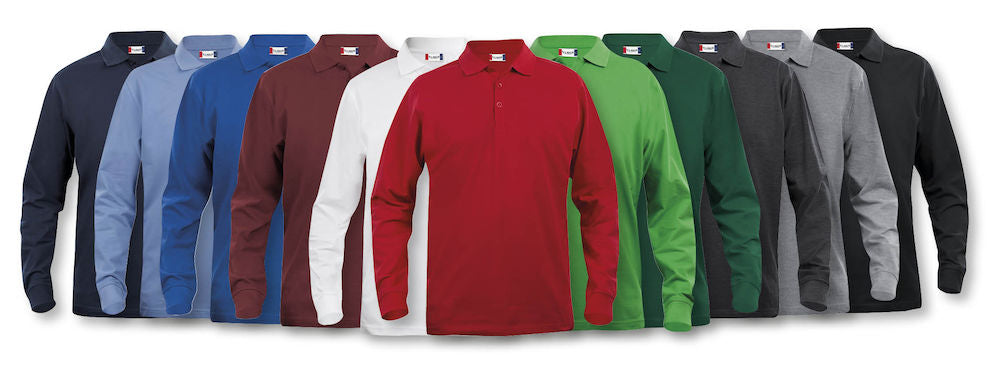 Clique Lincoln Mens Long Sleeve Polo Shirt. 11 Colours. XS-5XL. Medium Weight - Polo Shirt - Logo Free Clothing