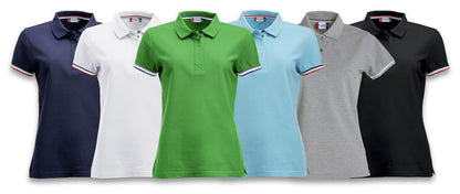 Clique Newton Ladies Cotton Polo Shirt. Contrast Colour Collar. 6 Colours. S-XL. - Polo Shirt - Logo Free Clothing