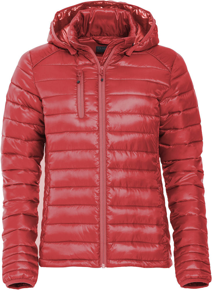 Ladies Puffer Jacket Detachable Hood Logo Free Clothing