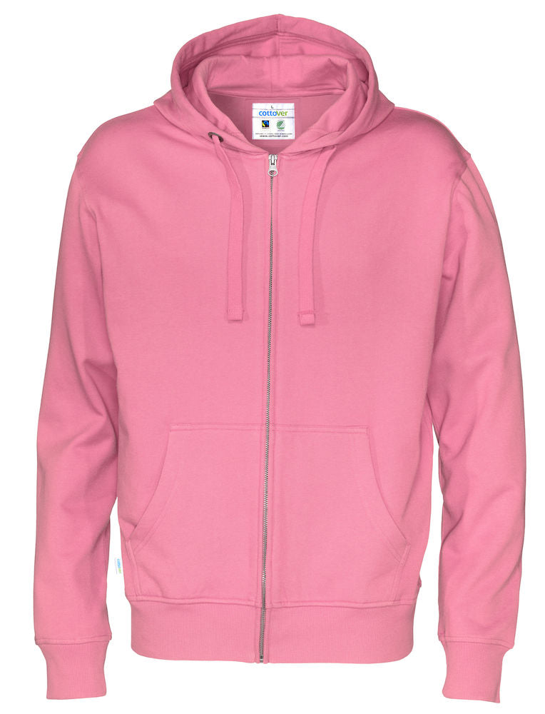 Cottover Mens Zipped Eco Hoodie. Fairtrade Organic Cotton. 14 Colours S-4XL - Hoodie - Logo Free Clothing