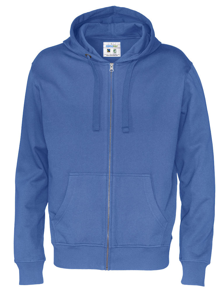 Cottover Mens Zipped Eco Hoodie. Fairtrade Organic Cotton. 14 Colours S-4XL - Hoodie - Logo Free Clothing