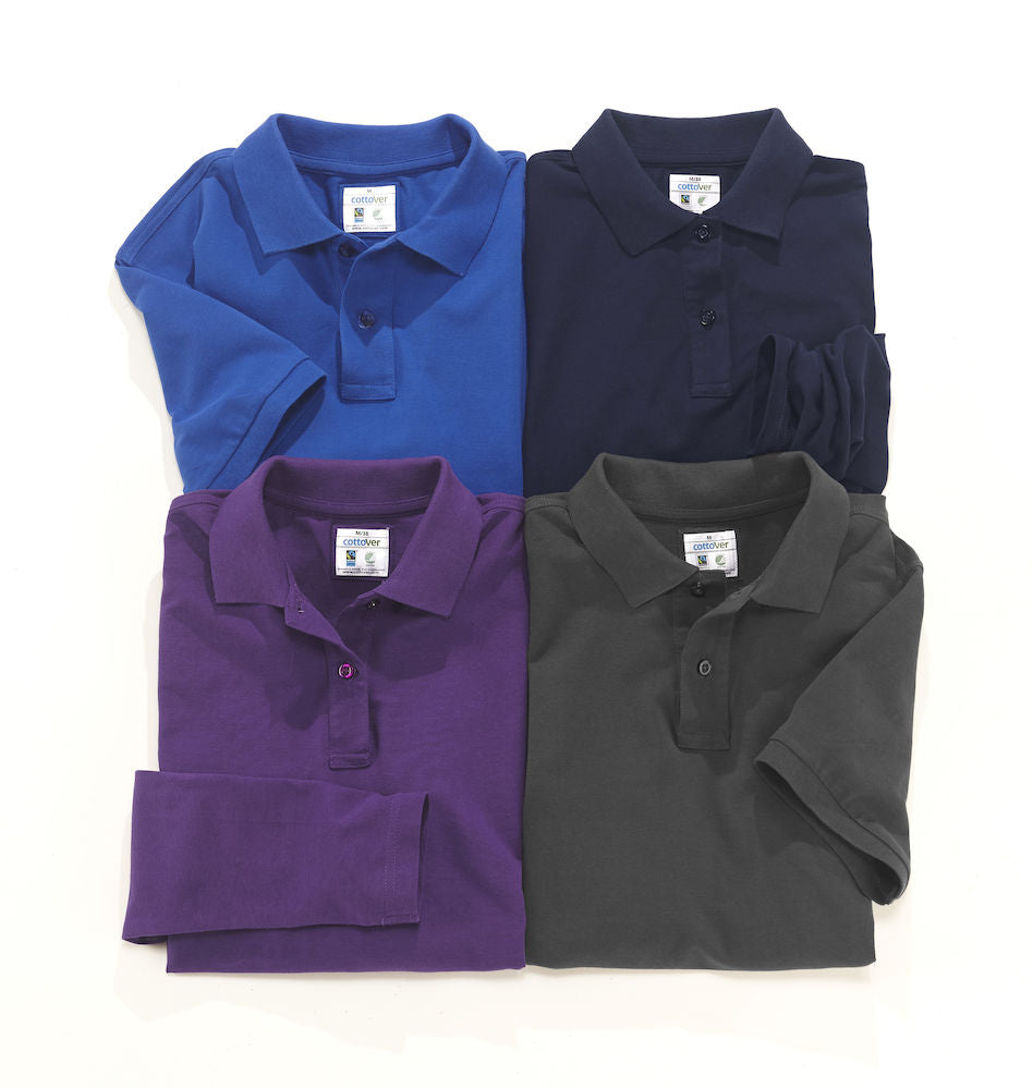 Cottover Ladies Eco Long Sleeve Polo Shirt. Fairtrade Organic Cotton Pique Polo. 14 Colours XS-2XL - Polo Shirt - Logo Free Clothing