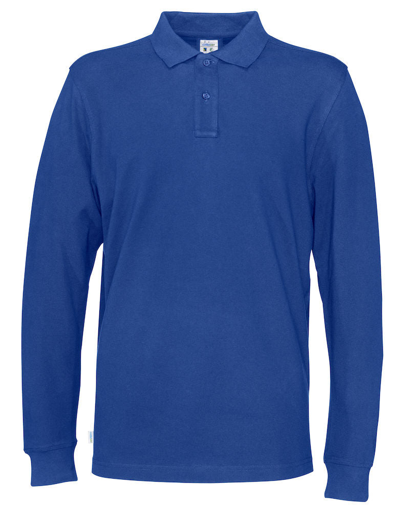 Cottover Mens Eco Long Sleeve Polo Shirt. Fairtrade Organic Cotton Pique Polo. 13 Colours S-4XL - Polo Shirt - Logo Free Clothing