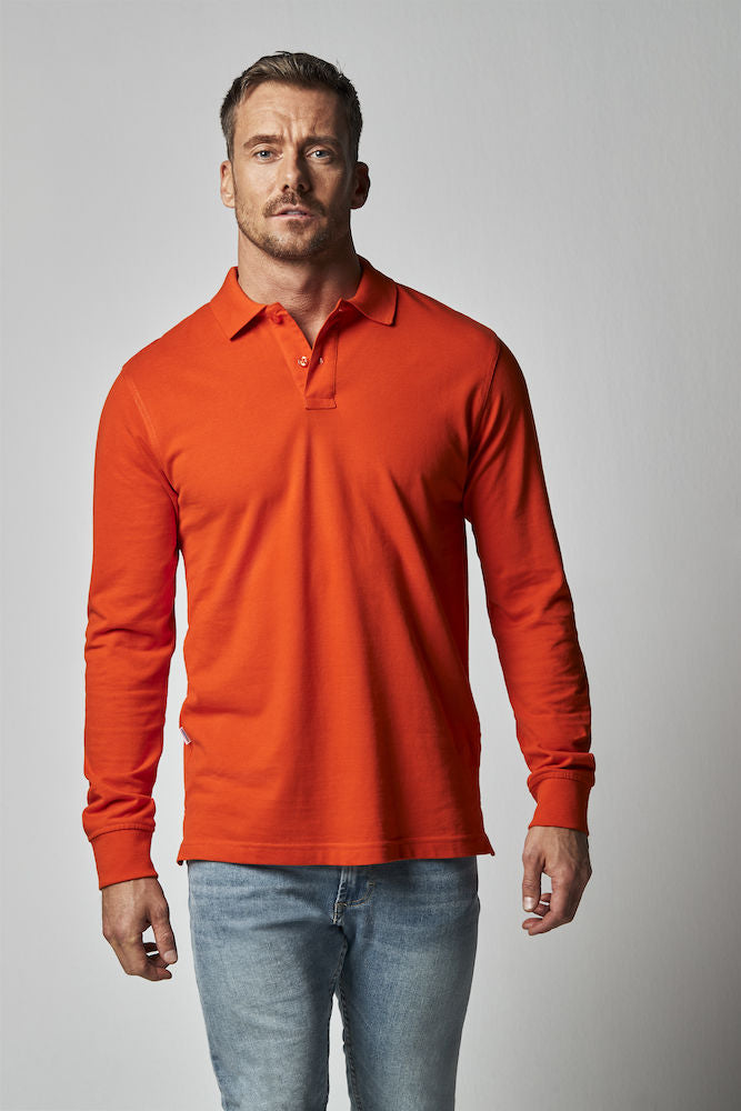 Cottover Mens Eco Long Sleeve Polo Shirt. Fairtrade Organic Cotton Pique Polo. 13 Colours S-4XL - Polo Shirt - Logo Free Clothing