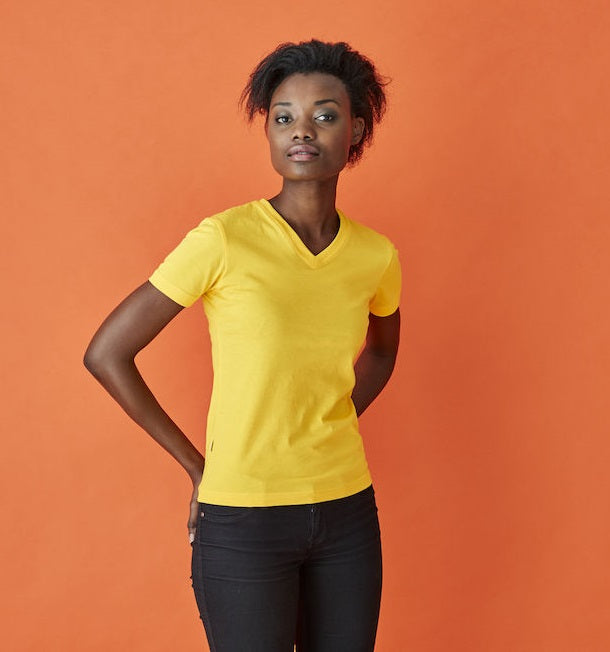 Cottover Ladies Eco V Neck Tee Shirt. Fairtrade Organic Cotton. 14 Colours. XS-2XL - Tee Shirt - Logo Free Clothing