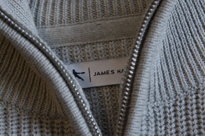 James Harvest Brockway Zipped Sweater. Heavy Rib Knit Cardigan. 3 Colours XS-3XL - Knitwear - Logo Free Clothing