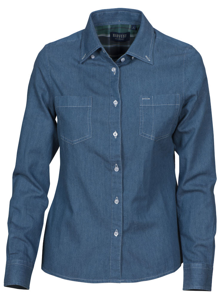James Harvest Jupiter Ladies Shirt. Pure Cotton Denim Look. 2 Colours XS-2XL - Shirt - Logo Free Clothing